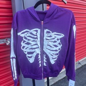 Purple skeleton full zip jacket